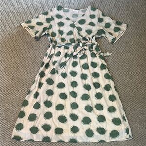 Roolee Women’s Polka Dot Dress in Green and Cream